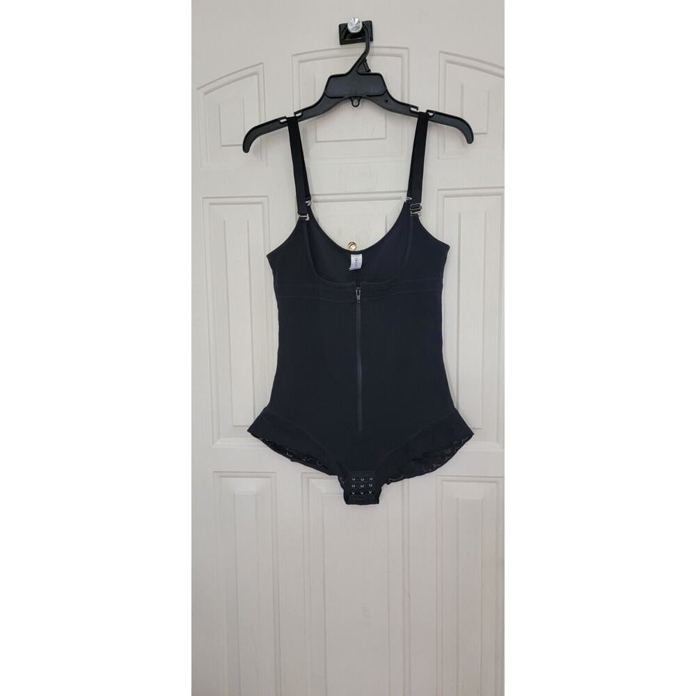 Women's Black ShaperX Bodysuit With Tummy Control And Lace Size Large